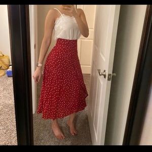 Polka dot zip back skirt